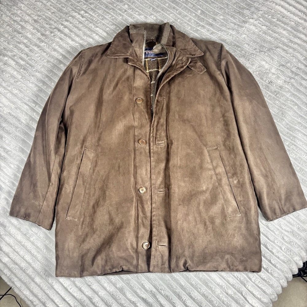 Roundtree and Yorke Men's brown‎ button and zipper Jacket/Coat Mens Size LARGE